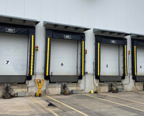 Front view of dock shelters or dock seals